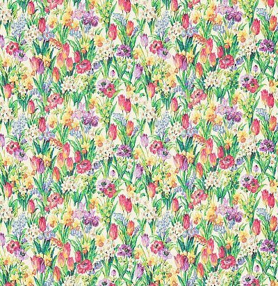 ткань с ярким принтом цветы 224330 Sanderson