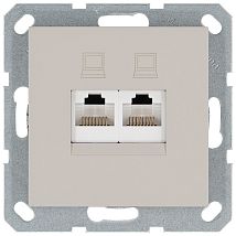 Фото: Интернет-розетка RJ45 двойная с накладкой, цвет Тауп- Ампир Декор