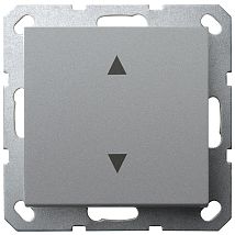 Фото: Выключатель одноклавишный для штор 10A 250V~ с накладкой, цвет Алюминий- Ампир Декор