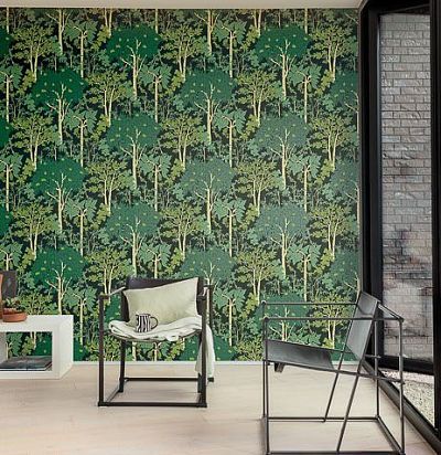 Крпнораппортный растительный дизайн - деревья, шишки. Khroma Zoom - 1