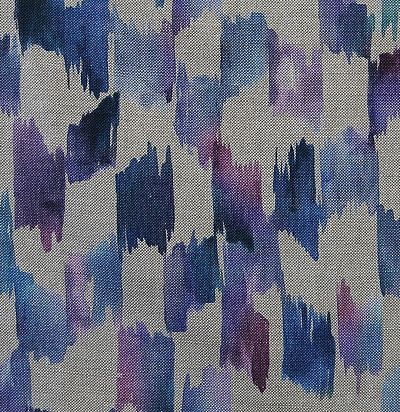 Льняная портьерная ткань с акварельным узором Maluku Indigo 