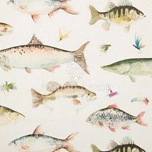 Фото: портьерная английская ткань River Fish Large Cream- Ампир Декор