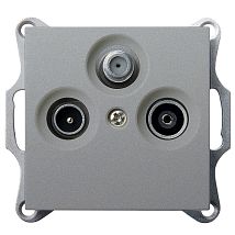 Фото: Розетка TV+FM+SAT Φ9.5mm оконечная с накладкой, цвет Алюминий- Ампир Декор