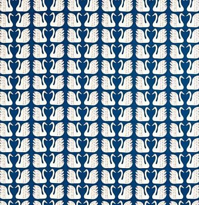 Ткань современная дизайнерская белые лебеди 121032 Scion