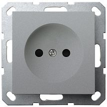 Фото: Розетка без заземления с защитными шторками 16A 250V~ 2P, цвет Алюминий- Ампир Декор