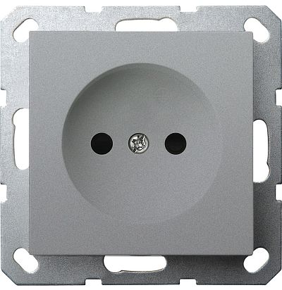 Розетка без заземления с защитными шторками 16A 250V~ 2P, цвет Алюминий Jasmart