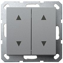 Фото: Выключатель двухклавишный для штор 10A 250V~ с накладкой, цвет Алюминий- Ампир Декор
