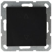 Фото: Выключатель одноклавишный для штор 10A 250V~ с накладкой, цвет черный матовый (soft touch)- Ампир Декор