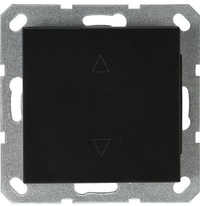 Выключатель одноклавишный для штор 10A 250V~ с накладкой, цвет черный матовый (soft touch) Jasmart