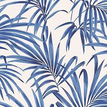 Фото: Обои современные дизайнерские крупные синие листья пальмы LOT106- Ампир Декор