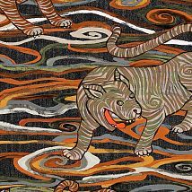 Фото: обои современные  дизайнерские имитируюшие ткань изображение крупных животных 49570- Ампир Декор