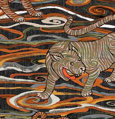 обои современные  дизайнерские имитируюшие ткань изображение крупных животных 49570 ARTE