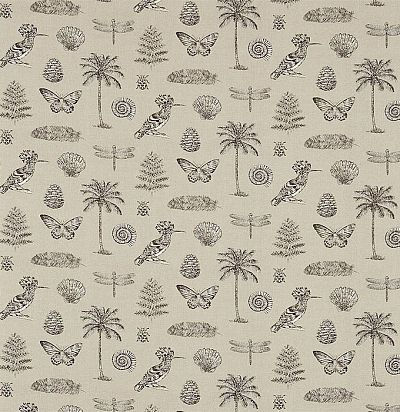 ткань из льна для портьер с принтом бабочки 223291 Sanderson
