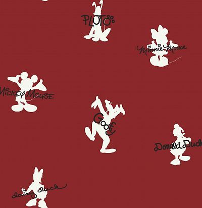 Обои красные с Микки Маусом DK5940 
