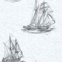 Фото: обои белые с кораблями CD003339- Ампир Декор