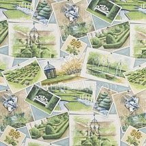 Фото: ткань с открытками, красивыми садами PP50339/1- Ампир Декор