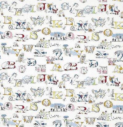 ткань из хлопка с вышивкой алфавит 233924 Sanderson
