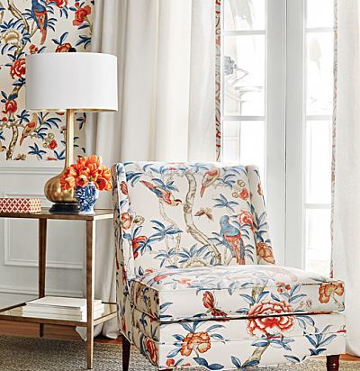 Обои Thibaut Imperial Garden T14228 Giselle Blue and Coral  - 2