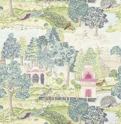 льняная ткань с принтом индийский сад 321684 Zoffany