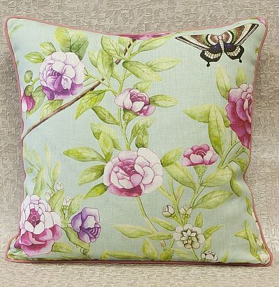 подушка декоративная с цветочным принтом Rapunzel Aqua 