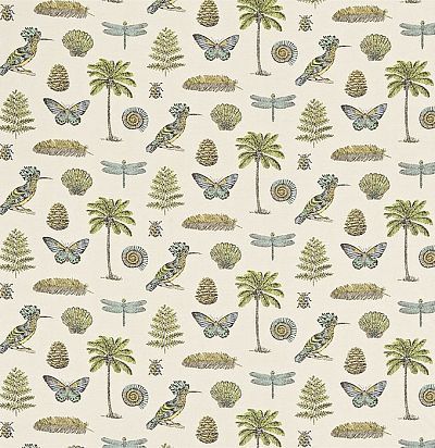 льняная ткань с растительным принтом для портьер 223295 Sanderson