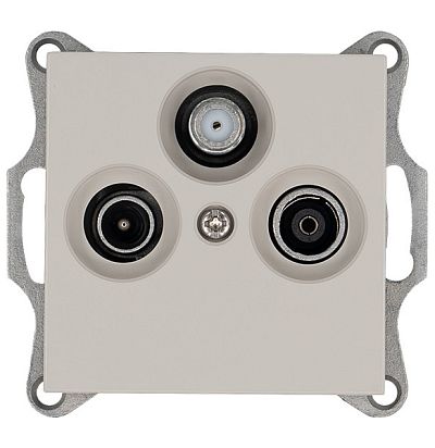 Розетка TV+FM+SAT Φ9.5mm проходная с накладкой, цвет Тауп Jasmart