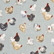 Фото: ткань с курицами и петухами PP50330/1- Ампир Декор