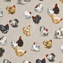 Фото: ткань с курицами и петухами PP50330/2- Ампир Декор