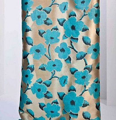 натуральная портьерная ткань с цветами Rogusa 44  - 1