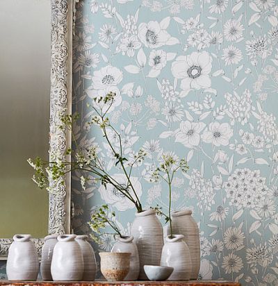 обои голубые в цветах 216348 Sanderson - 2