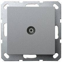 Фото: Розетка TV Φ9.5mm проходная с накладкой, цвет Алюминий- Ампир Декор