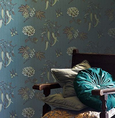 бумажные голубые обои TRA03003 Zoffany - 1