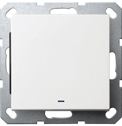 Выключатель одноклавишный со светодиодом 10A 250V~ с накладкой, цвет белый глянцевый Jasmart