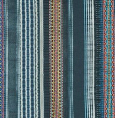 натуральная ткань FD280/H10 Festival Stripe Embroidery Indigo Mulberry