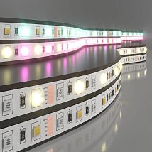 Фото: Светодиодная лента Лента светодиодная 24V 14,4W 60Led 5050+5050 IP20 MIX RGB/теплый белый, 5м- Ампир Декор