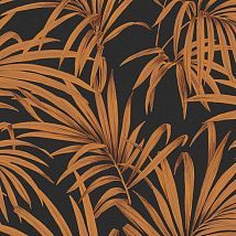 Фото: Обои современные дизайнерские крупные оранжевые листья пальмы LOT105- Ампир Декор