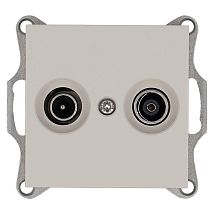 Фото: Розетка TV+FM Φ9.5mm оконечная с накладкой, цвет Тауп- Ампир Декор