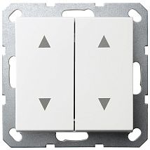 Фото: Выключатель двухклавишный для штор 10A 250V~ с накладкой, цвет белый глянцевый- Ампир Декор