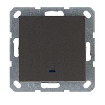 Фото: Выключатель одноклавишный проходной со светодиодом 10A 250V~ с накладкой, цвет Мокко- Ампир Декор