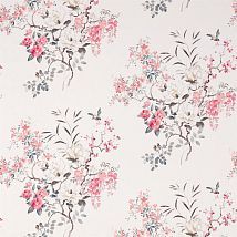 Фото: Ткань из Англии 226295 Magnolia & Blossom Coral/Silver- Ампир Декор