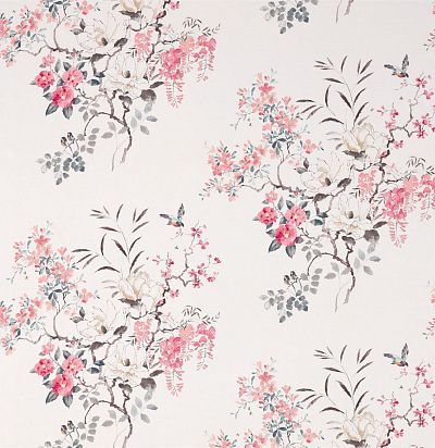 Ткань из Англии 226295 Magnolia & Blossom Coral/Silver Sanderson