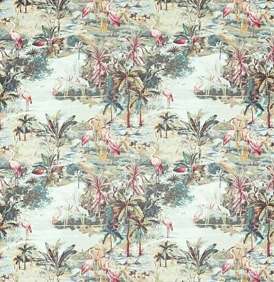 Ткань дизайнерская розовые фламинго и пальмы F1546/03 Clarke&Clarke