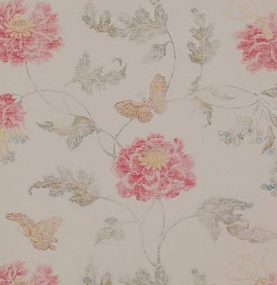 Обои на стену 07952-07 Poppy & Butterfly Silver/Red Colefax and Fowler