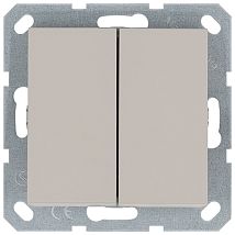 Фото: Выключатель двухклавишный 10A 250V~ с накладкой, цвет Тауп- Ампир Декор