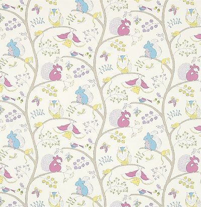 ткань из хлопка с ветвями и животными 223899 Sanderson