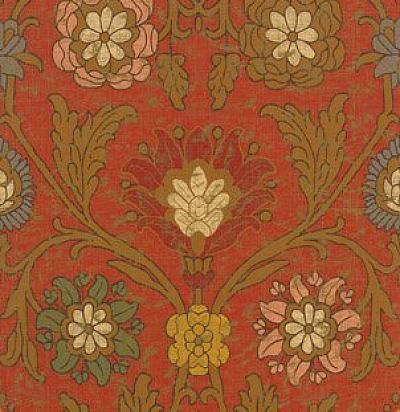 обои красно-коричневые с цветочным орнаментом T6058 Red 