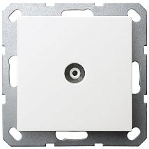 Фото: Розетка TV Φ9.5mm проходная с накладкой, цвет белый глянцевый- Ампир Декор