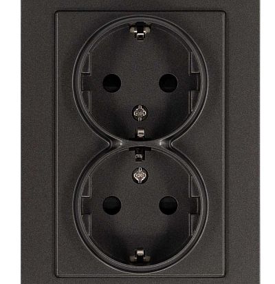 Розетка SCHUKO© двойная с защитными шторками 16A 250V~ 2P+T, цвет Мокко Jasmart