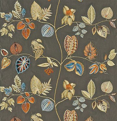 льняная ткань с вышивкой для портьер 330008 Zoffany