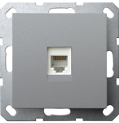 Интернет-розетка RJ45 с накладкой, цвет Алюминий Jasmart
